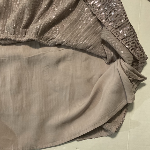 Anthropologie Maeve Bettina Sequin Tiered Mini Shirt Dress Silver - Picture 6 of 10